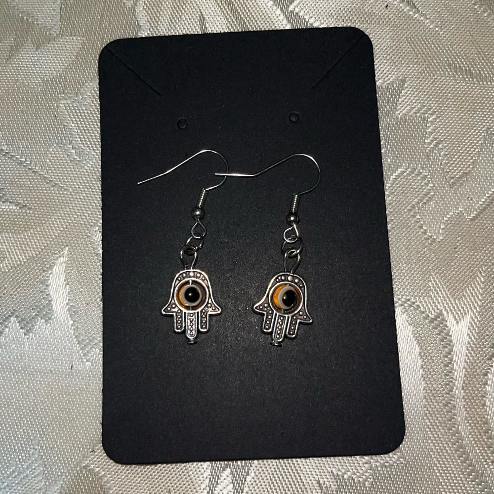 Handmade Hamsa Orange Earrings